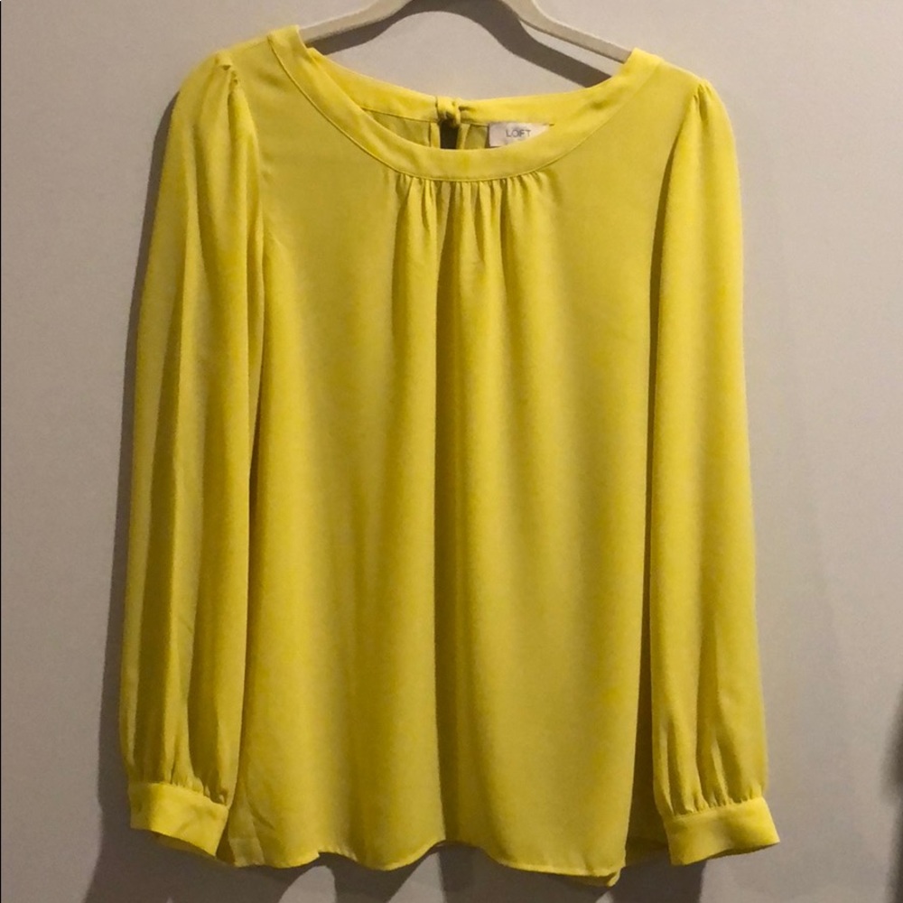 Yellow loft long sleeve blouse with tie bow back